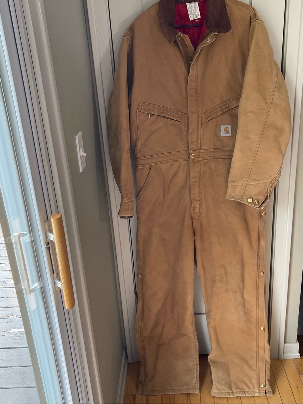 VTG Carhartt Coveralls 996QZR Sz 46R Insulated Canvas Work Union Label